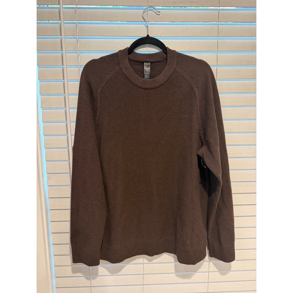 Lululemon Fundamental Textured Knit Crewneck Sweater Brown XL LM3ENFS